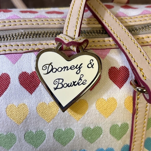 Dooney & Bourke Leather Trimmed Rainbow Barrel Bag Y2K 11"x6" - Picture 7 of 12